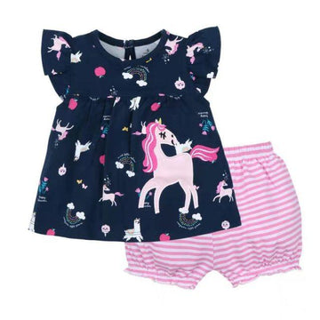 Ensemble licorne tunique et bloomer bébé fille