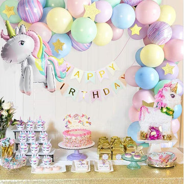 Guirlande de ballons licorne & arc-en-ciel