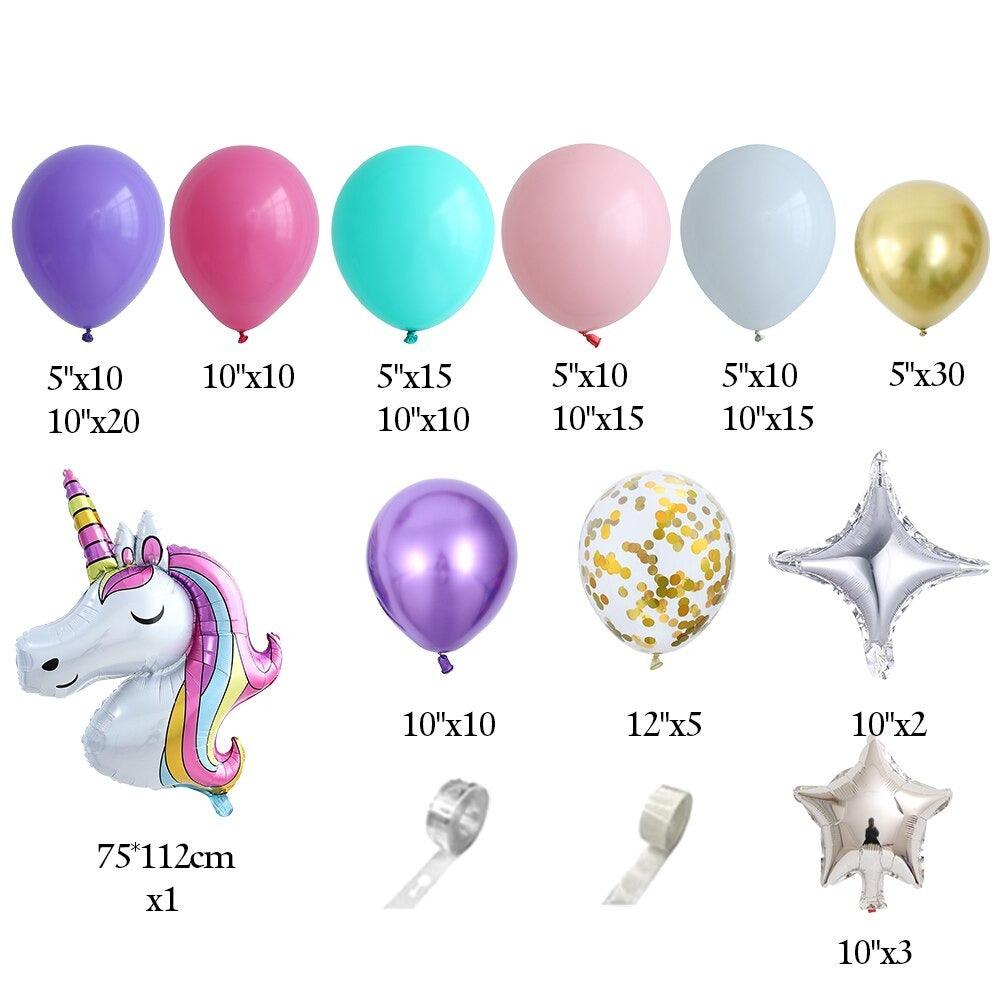 Guirlande de ballons multicolores licorne en arc circulaire - Licorne