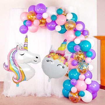 Guirlande de grands ballons licornes en arc pour anniversaire