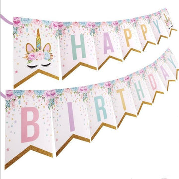 Guirlande fanion happy birthday licorne