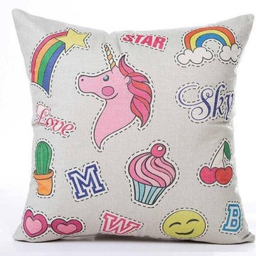 Housse de Coussin<br> Dessins Licorne et Objets