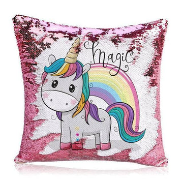 Housse de Coussin<br> Licorne Paillettes Réversibles