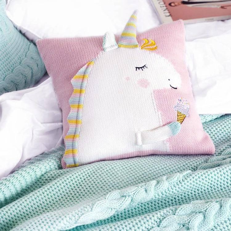 Housse de Coussin<br> Licorne Tricot - Une Licorne