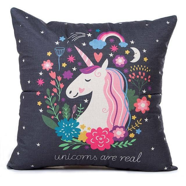 Housse de Coussin<br> Unicorns are real - Une Licorne