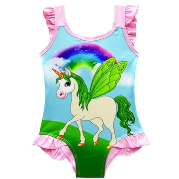 Maillot de bain licorne à volants une-pièce