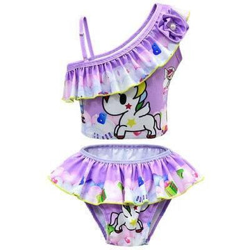 Maillot de bain licorne bretelles asymétriques