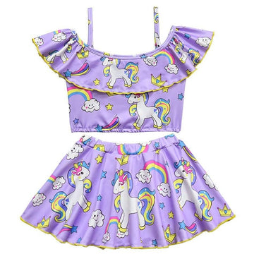 Maillot de bain licorne deux-pièces jupe