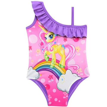 Maillot licorne une-pièce bretelles asymétriques