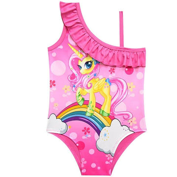 Maillot licorne une-pièce bretelles asymétriques