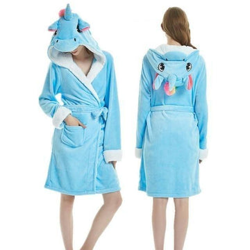 Peignoir Licorne Bleu Femme