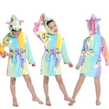 Peignoir licorne turquoise