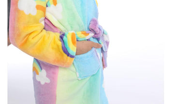 Peignoir licorne turquoise
