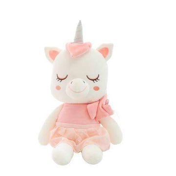 Peluche Licorne Bébé Assise Rose