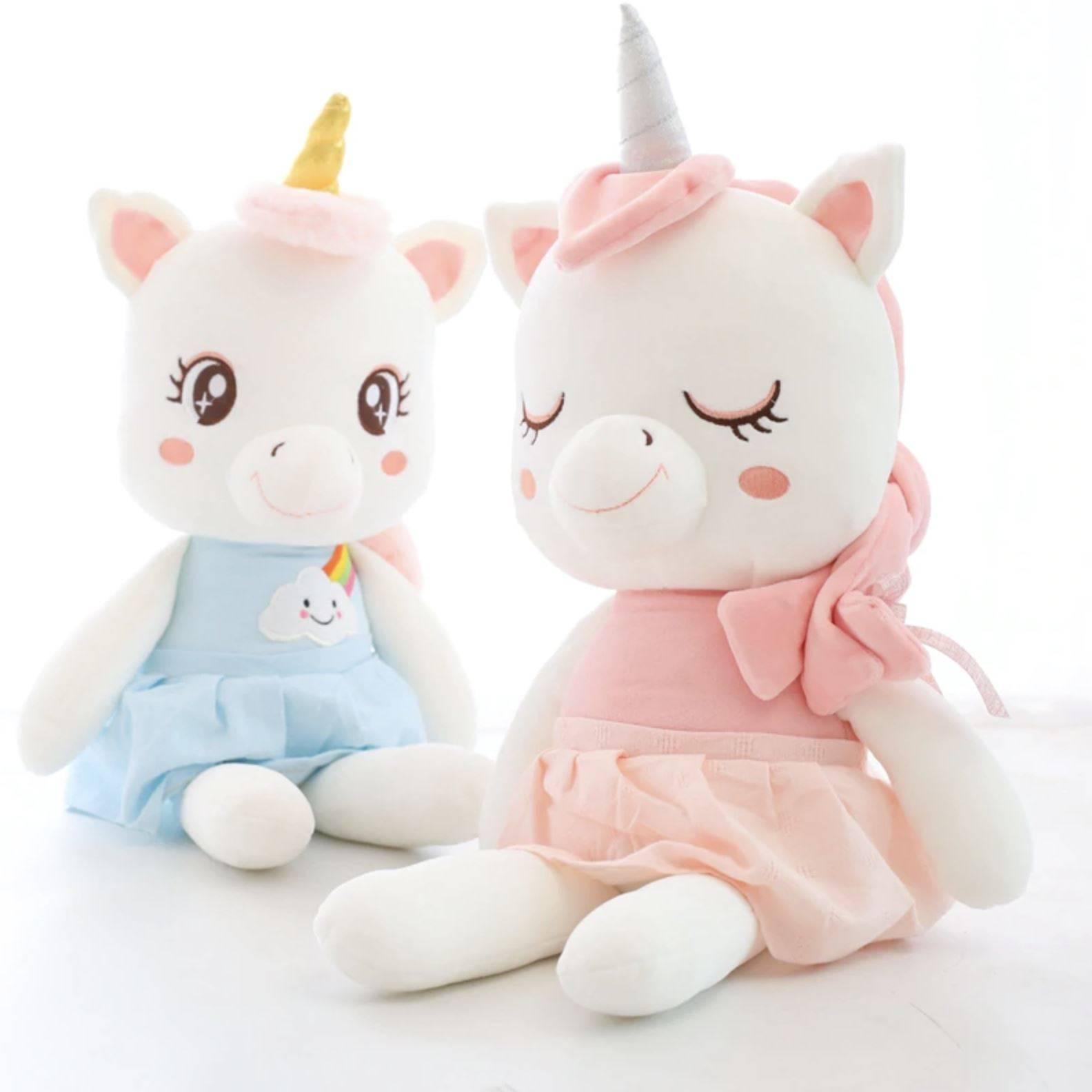 Peluche Licorne<br> Bébé Assise Rose - Une Licorne