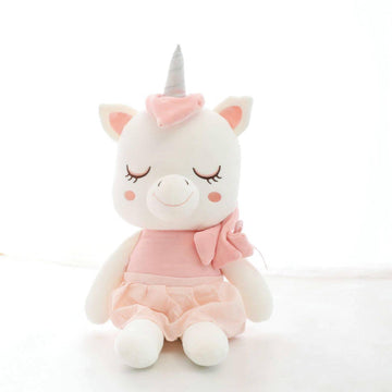 Peluche Licorne Bébé Assise Rose