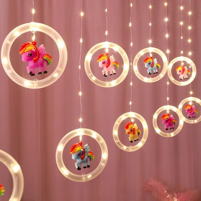 Guirlande lumineuse licorne à rideau électrique