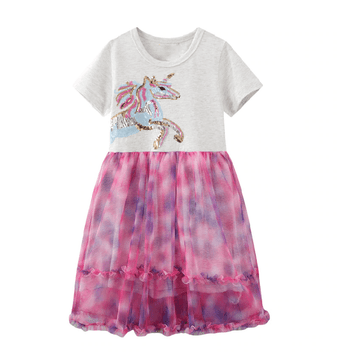 Robe Licorne à Paillettes Multicolores