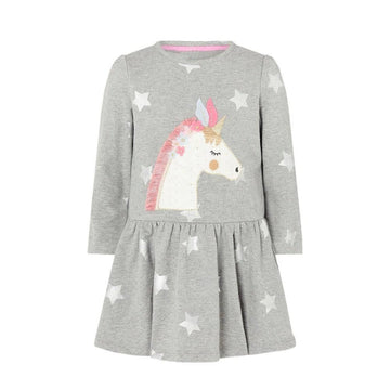 Robe Licorne Etoiles Argentées Fille