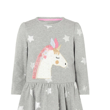 Robe Licorne Etoiles Argentées Fille