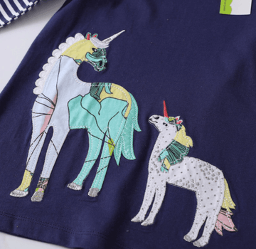 Robe Licorne Manches à Rayures