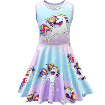 Robe Licorne Queue et Crinière Multicolore Fille