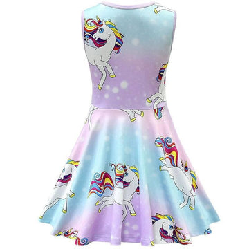 Robe Licorne Queue et Crinière Multicolore Fille