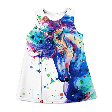 Robe Trapèze Licorne Fille