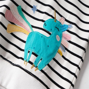 Sweat à Capuche Rayures Licorne
