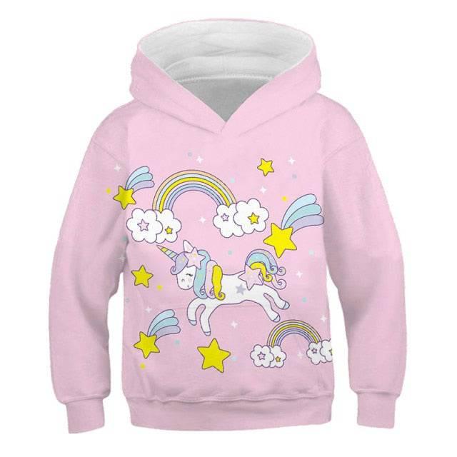 Sweat à Capuche Rose Licorne - Licorne