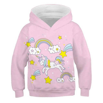 Sweat à Capuche Rose Licorne