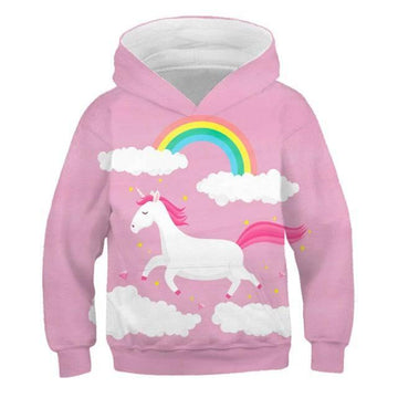Sweat à Capuche Rose Licorne