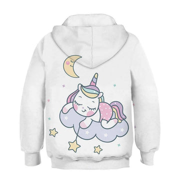 Sweat Licorne Fille Blanc