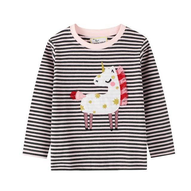 T-shirt Licorne avec Rayures - Une Licorne